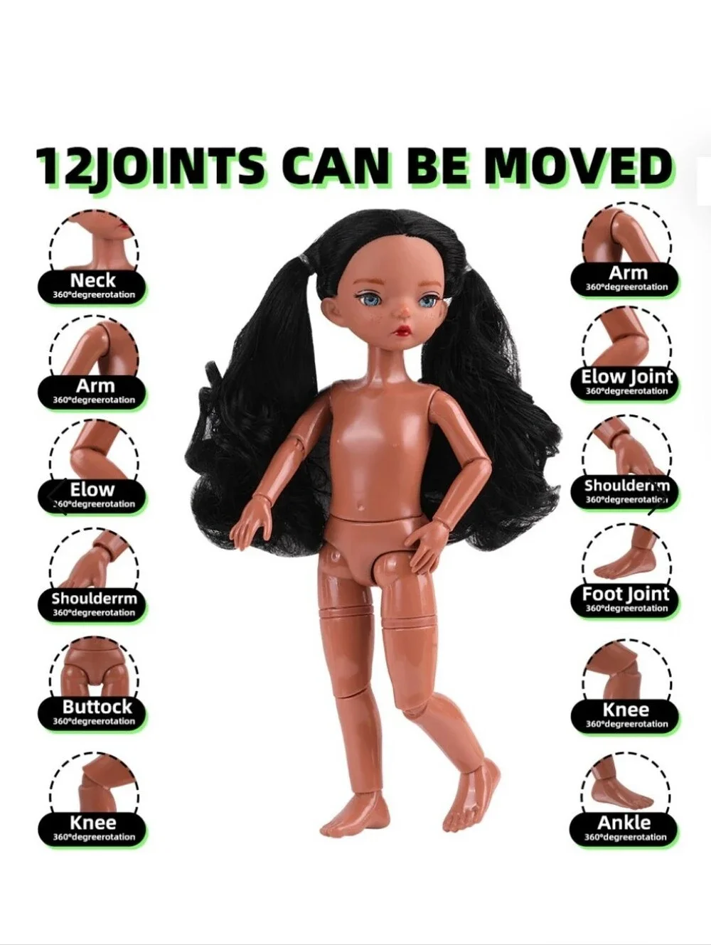 Queban BJD Girls Fashion Dress Up Party Night Cool Girl 9